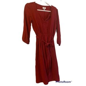 OLD NAVY Women’s Red 3/4 Sleeve Lined Dress With Belt Size XS New With Tags NWT